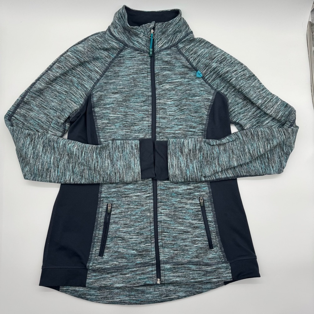Tangerine Turquoise/Gray‎ Full Zip Athletic Medium Weight Fleece interior *flaw